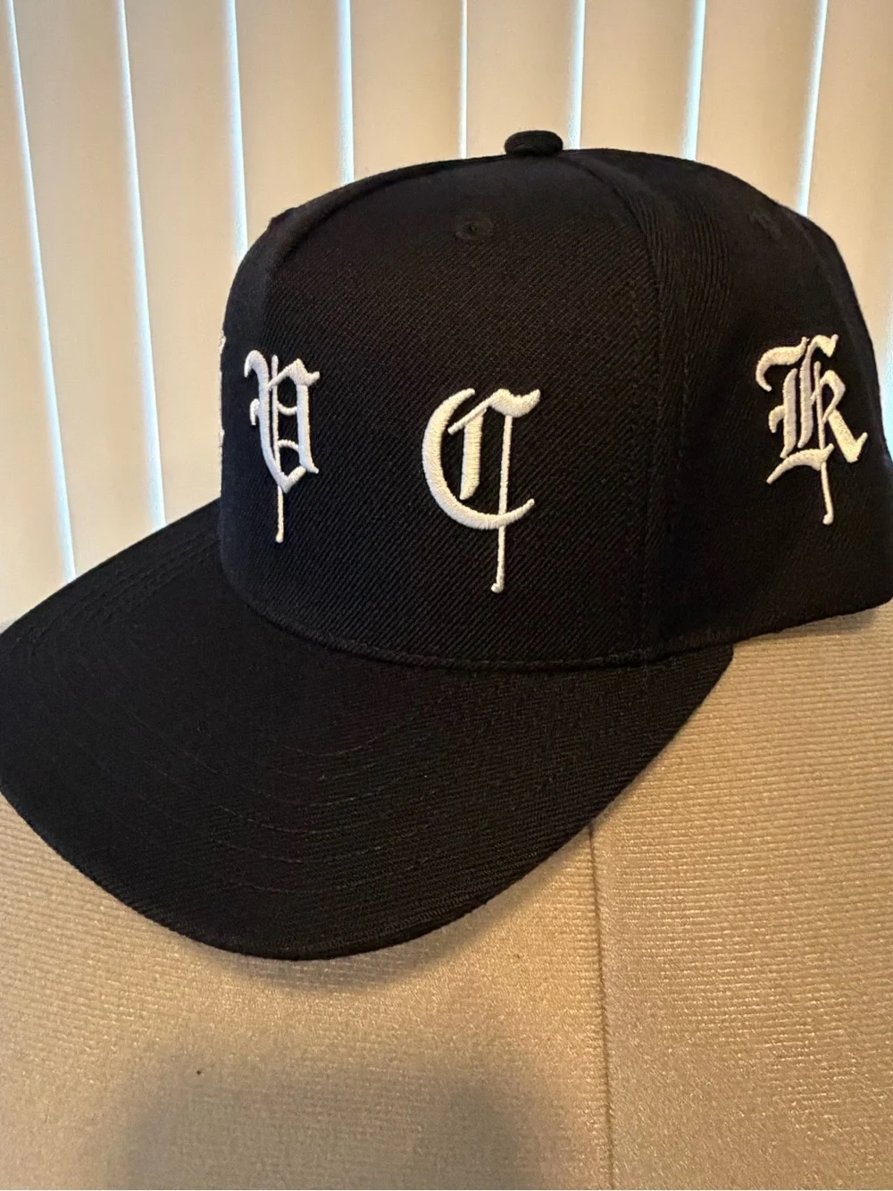 BLVCKSCALE - Embroidered Snapback Hat with White Gothic Lettering